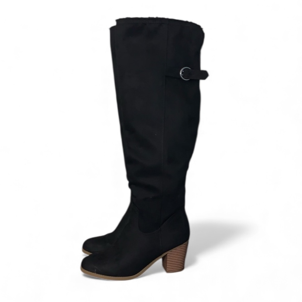 SUGAR OTK (Over the Knee) Slouchy Heeled Black Boots